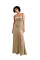 Long Champagne Sleeveless A-Line Low Back Formal Evening Gown / Prom Dress / Bridesmaid Dress Vancouver