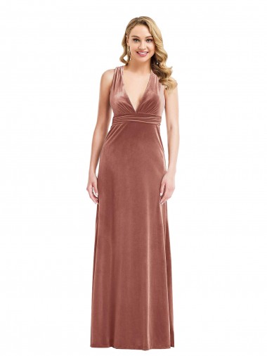 Long Cinnamon Rose Sleeveless A-Line Open Back Bridesmaid Dress / Evening Dress Vancouver