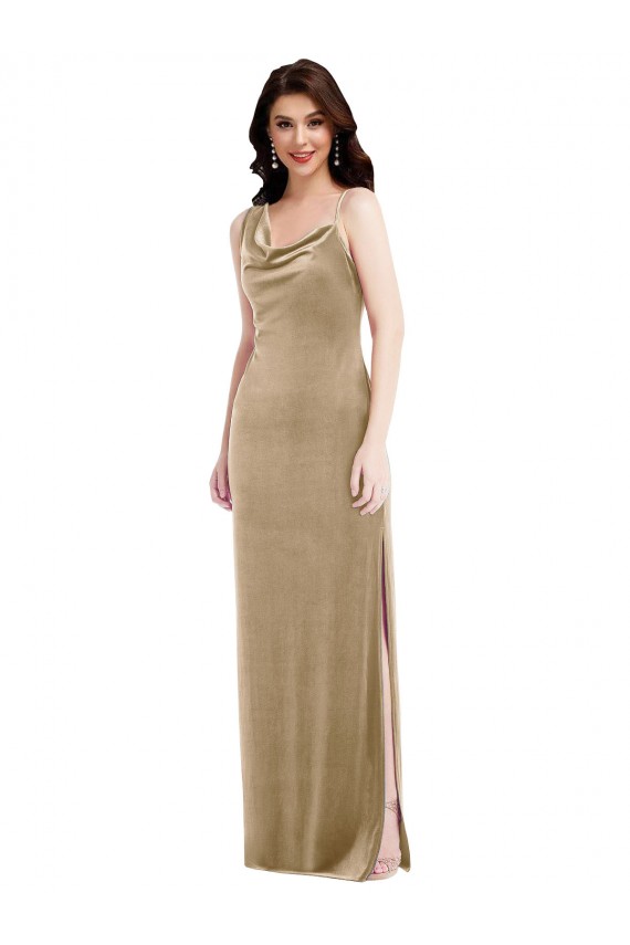 Long Champagne Sleeveless Sheath Black Tie Evening Gown / Prom Dress / Bridesmaid Dress Vancouver