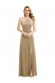 Long Champagne Sleeveless A-Line Open Back Semi Formal Evening Dress / Prom Dress / Bridesmaid Dress Vancouver