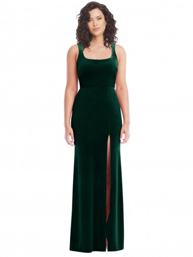 Long Dark Green Sleeveless Trumpet Semi Formal Evening Dress / Prom Dress / Bridesmaid Dress Vancouver