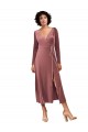 Midi Length Cinnamon Rose Long Sleeves A-Line Black Tie Prom Dress / Bridesmaid Dress Vancouver