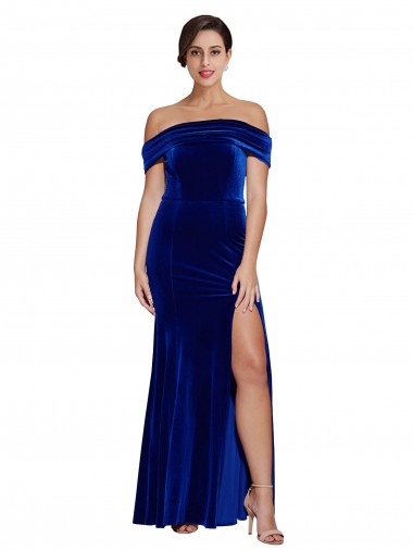 Long Royal Blue Sleeveless Mermaid Side Slit Formal Evening Gown / Prom Dress / Bridesmaid Dress Vancouver